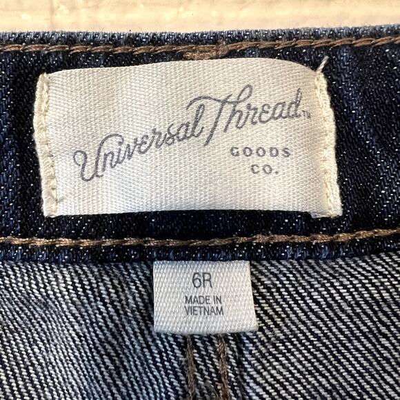 Universal Thread Blue Cotton Denim Dark Wash Wide Leg Straight Jeans Size 6R NWT - Picture 11 of 11